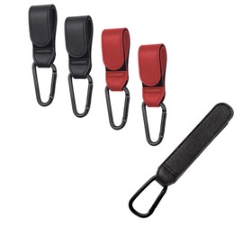 SODOI Baby Stroller Hooks, Set of 4, Luggage Hook, Carabiner, Buggy Hook, Made of Synthetic Leather, Load Capacity: Approx. 55.1 lbs (25 kg), 360 Degree Rotation, Versatile Hook, Velcro Type