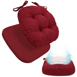 BUYUE Double-Layer Thickened Chair Cushion for Dining Chair, Natural Latex Foam Support, 2-Faced Reversible Kitchen Seat Cushion, Practical Non-Slip Chair Pad, 1 PC, Red