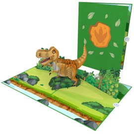 MOKIO® Pop-Up Card - T-Rex Dinosaur - 3D Dino Birthday Card as Voucher or for Money Gifts, Children's Birthday Card