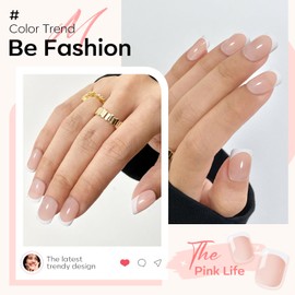 Modelones French Tips Press on Nails, Christmas Short Square Fake Nails, Reusable Nail Kit with Nail Glue Adhesive Tabs Mini Nail File, Nails Press Ons 32Pcs 16 Sizes, White