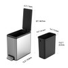 EKO Slim Small Bathroom Trash Can with Lid, Stainless Steel