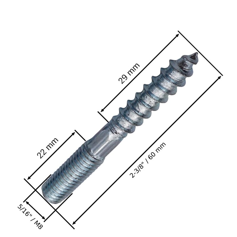 (Pack of 20) Hanger Bolts 5/16" x 2-3/8" (M8 x