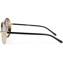 styleBREAKER 09020120 Women's Round Sunglasses with Tinted Polycarbonate Lenses and Glitter Side Shield, Metal Frame, Frame gold/glass blue-pink gradient