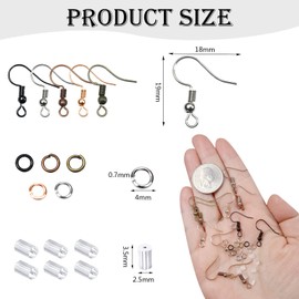 TOAOB Earring Hooks Earring Making Kit 1350pcs Jewellery Making Accessories Kit Mixed Colors 18mm Earring Making Kit Ear Wires French Wire Hooks and Jump Rings for Earring Making and Repair