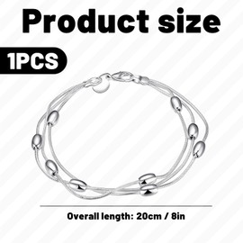 Miiqxx 1PCS Sterling Silver Bracelet for Women,Elegant 925 Sterling Silver Bracelet Layered Stackable Adjustable Chain Jewelry,Suitable for Gift/Anniversary/Birthday/Etc