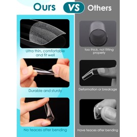 Adonafy Gel Acrylic Nail Tips: 240 Pcs Full Cover Gel X Nail Tips - False Straight Nail Tips for Gel Extensions for Nail Art - 12 Sizes