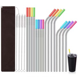 DECUIOCC Stainless Steel Drinking Straws & Reusable Metal Straws - Perfect for Any Drink, Cold or Warm, Both for Men and Women - Straws