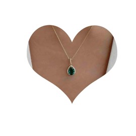 Erimberate Bohemian Emerald Crystal Pendant Necklace Green Teardrop Emerald Choker Necklace Emerald Cz Necklace Green Water Drop Rhinestone Necklace Chain Jewelry for Women Gifts