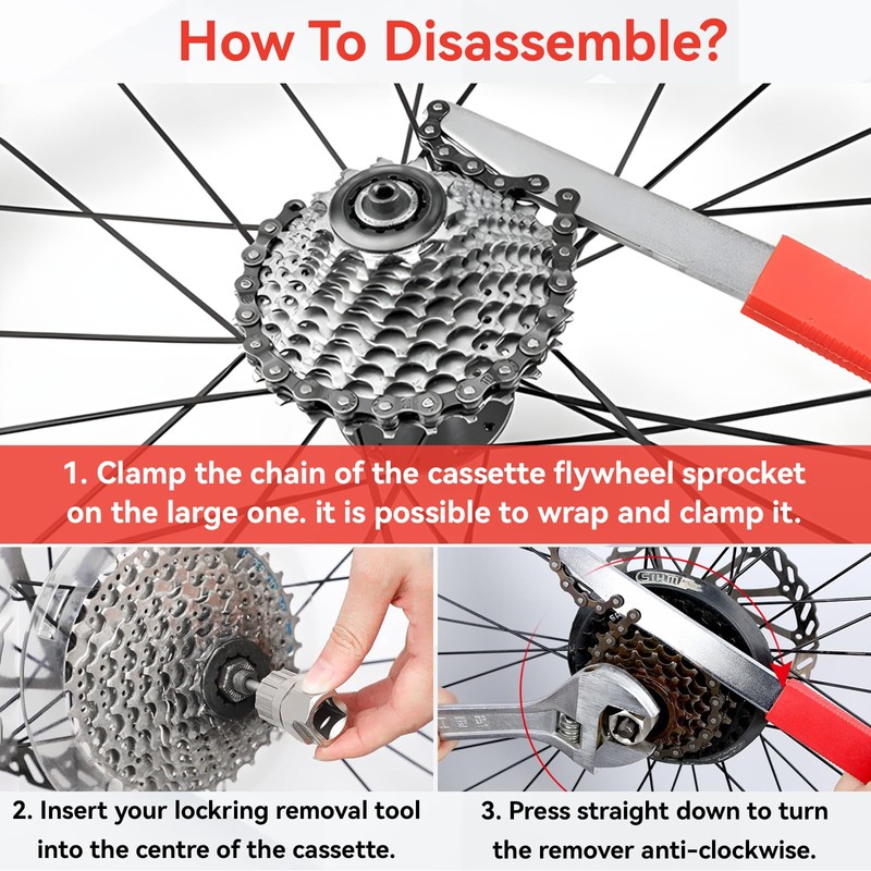 JRJRN Chain Whip and Puller Set, Universal Gear Puller, Cassette