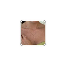 TseenYi Y Lariat Necklace Gold Chain Lariat Necklace Minimalist Chain Y Drop Necklace Long Chain Y Shape Necklace Long Flat Chain Drop Necklace, Zinc