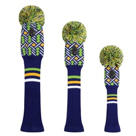 Knitted Pom Pom Golf Headwear Set for Driver Wood, Fairway and Utilities, Driver Headcases, Wooden Headcases, Other Club Headcovers