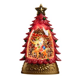 Christmas Snow Globe Lantern, Lighted Water Glittering Lantern, Christmas Festival Decoration for Indoors Home