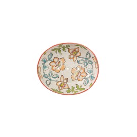 Soap Dish Summer with Floral Patterns in Pastel Oval Ceramic Hand Painted with Holes for Water Drainage 13 x 11 x 4 cm