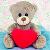 MIJOMA Plush Bear with Heart, Cuddly Bear in Light Brown