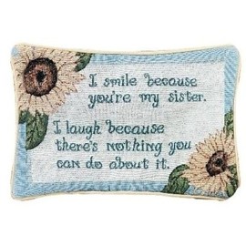 Manual 12.5 x 8.5-Inch Decorative Throw Pillow, I Smile I Laugh/Sister