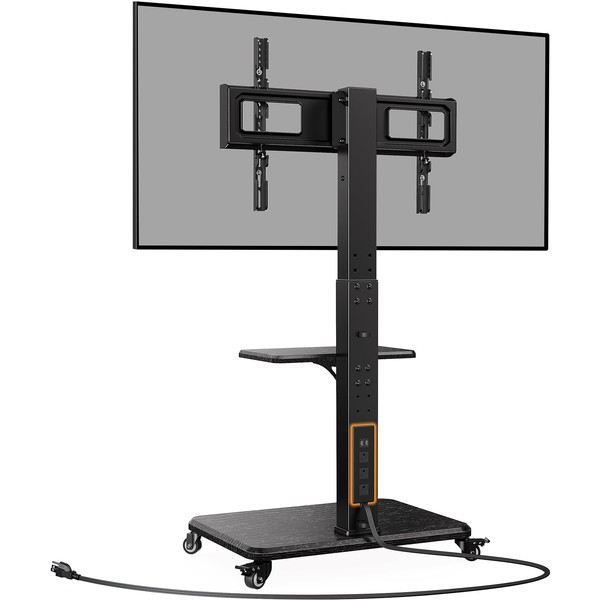 Perlegear Mobile TV Stand with Power Outlet, Tilt & Swivel