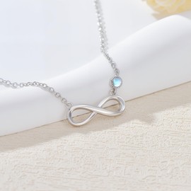 OUTANG Infinity Necklace for Women 925 Sterling Silver Moonstone Infinity Pendant Ladies Jewelry Gifts