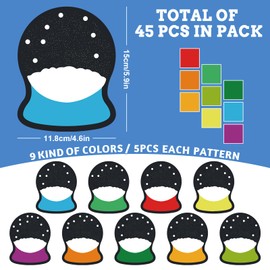 Whaline 45Pcs Winer Photo Snow Globe Cutouts Colorful Snow Globe Paper Cutouts Xmas Name Tag Snow Glass Domes Winter Bulletin Board Decorations with 100Pcs Glue Points for School Home Party Decor