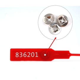 11 inches Security Tags Numbered Plastic Seals for Truck, 100pcs Red Security Seal Tamper Proof Plastic Tags Zip Ties for Fire Extinguishers, Trailer, Container Shipping