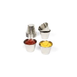 Nechtik Small Sauce Cups, Stainless Steel Ramekin Dipping Sauce Cup, Commercial Grade Individual Round Condiment cups (12, 1.5 oz.)