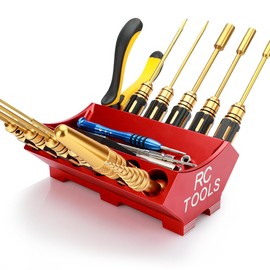 EPINON V12 Engine Aluminum RC Tool Holder RC Tools Stand RC Screwdriver Stand for RC Cars Trucks Crawler Quadcopters Drones Helicopters Boats Desktop Organizer Holder Tool (Red)