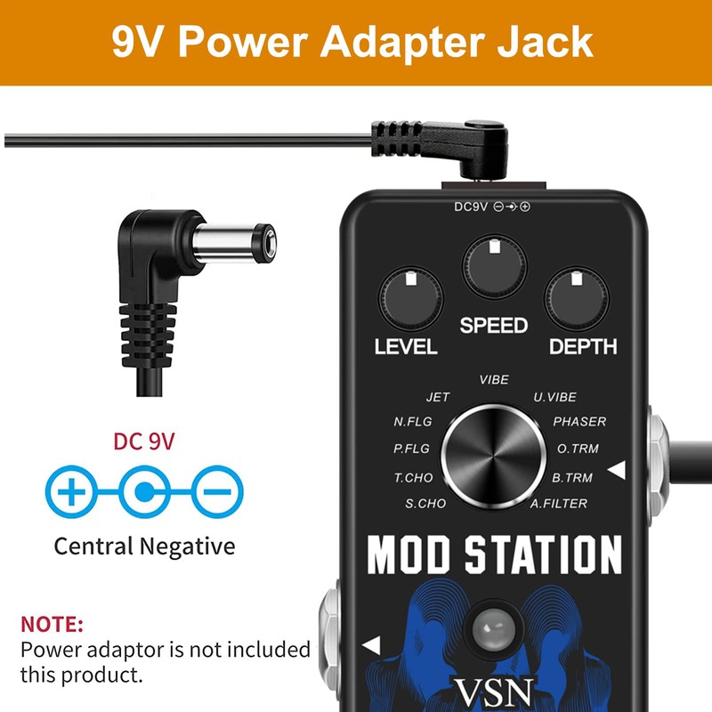 VSN Modulation Pedal for Electric Guitar Pedal Boards, 11 Effects