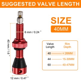 sourcing map 2pcs Tubeless Valve Stems 40mm Aluminum Alloy Tubeless Valve with 4 Hole and Removal Caps Super Light No Leak Durable Fit Most Bicycle Tubeless Rims, Red