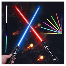 2 Pack Lightsaber Kids LED Light Up Light Sabers Galaxy War 7 Colors Light Sword Lightsabers Toys for Boys Kids Gift Party Favors Dress Up Party Favor (No Sound)
