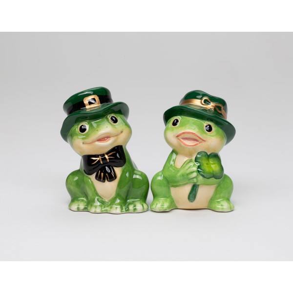Fine Ceramic St Patrick St Paddy Frogs Couple Salt &