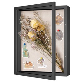 2 Packs 11x14 Shadow Box Frame with Linen Back - Sturdy Rustic Memory Display Case of Flower, Pictures, Medals and More, Black
