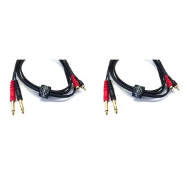 CedarsLink 2 PACK 6' FT FOOT FEET Dual Patch 1/4" MALE TO RCA SPEAKER CABLE cords DJ PA