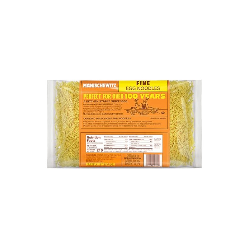 Manischewitz Premium Enriched Fine Egg Noodles 12oz (4 Pack) Great