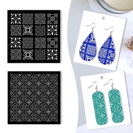 BENECREAT Pack of 2 Polymer Clay Texture Sheets, Square Clay Stamps, Floral Clay Texture Mat, Acrylic Embossing Tools for Making Earrings and Jewellery Made of Polymer Clay, 10 x 10 cm