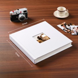 Pssoss 10 x 10 Inch DIY Scrapbook Album 40 Pages Linen Hardcover Kraft White Paper Scrap Book Photo Albums Memory Book for Baby Wedding Family Anniversary Photo Album (White, 40 pages)