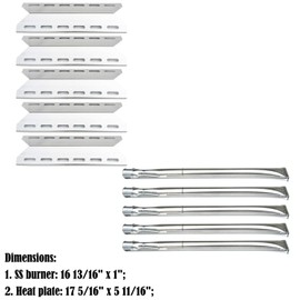 Direct store Parts Kit DG107 Replacement for Charmglow 720-0234,Nexgrill 720-0033,720-0234,720-0289 Grill Burner and Heat Plate -5pack (Stainless Steel Burner + Stainless Steel Heat Plate)