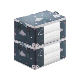 ETHOV® 2 Pack Premium Fabric Storage Bags with 4 Vacuum Bags | Organize & Save Space Efficiently Blue 75L + 4 Vacuum Bags