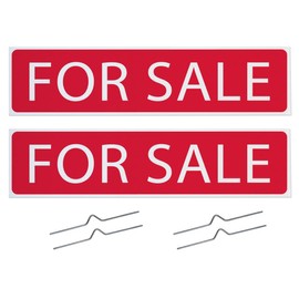 Corrugated Plastic Real Estate Sign Riders, Waterproof 6" x 24" Outdoor Sign Boards Includes 2 - 8" Individual Sign Stakes for Each Sign Topper (For Sale - 2 Pack)
