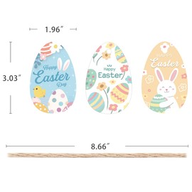 48pcs Happy Easter Gift Tags Colorful Easter Bunny Egg Paper Tags with Strings for Easter Spring Party Favor Decoration Supplies