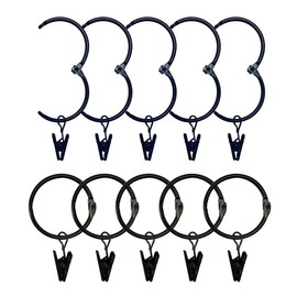HappyHome Curtain Rings Curtain Hooks 38mm Metal Clip Ring Runner Easy Installation Pack of 10 (Black)