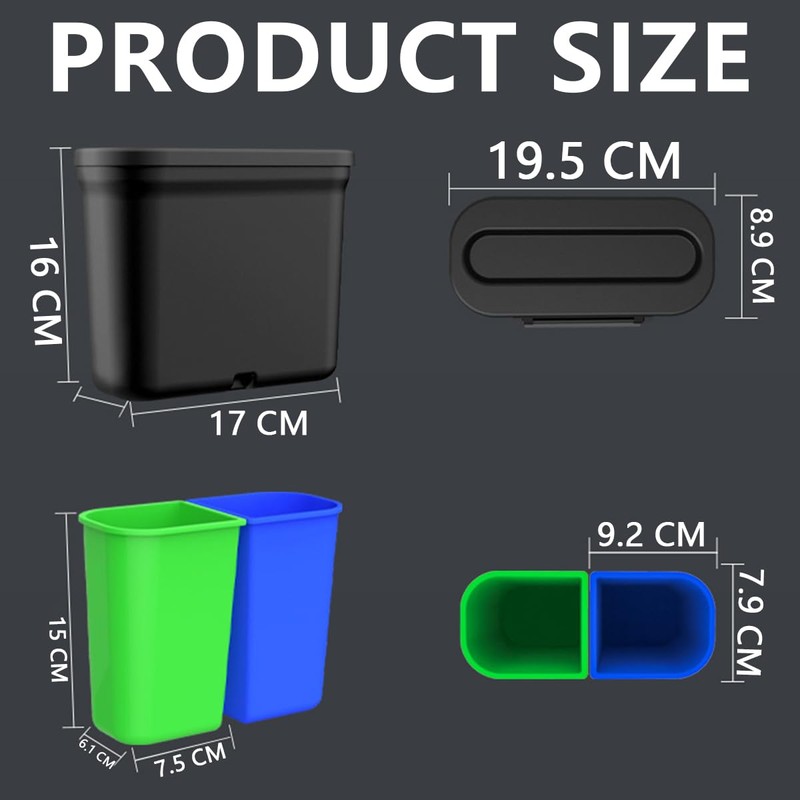 JNNJ Mini Car Trash Bin, Portable Mini Car Waste Bin,