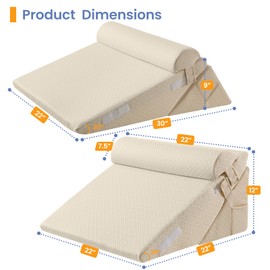 Sasttie Wedge Pillow for After Surgery, Adjustable Bed Wedge Pillow Headboard with Memory Foam Neck Cushion – for Acid Reflux, Sleeping, Neck & Back Support, Dark Grey