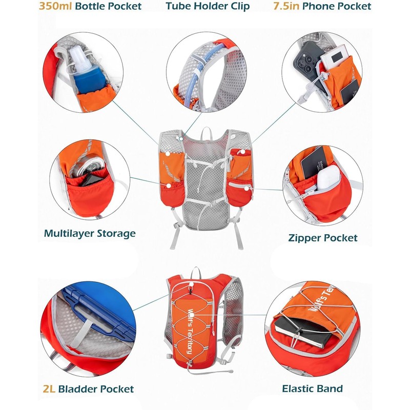 Running Vest for Men and Women, Hydration Backpack 1.4L, Running