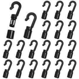 20PCS Bungee Shock Cord Hooks for 1/4 Inch Rope Terminal Ends, Bungee Cord Hooks, Shock Cords Open End Hook, Elastic Rope Round Hole Environmental Protection Hook