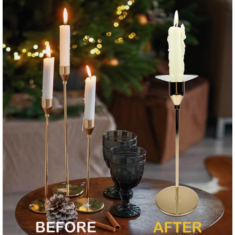 VGEUNA 12 Pieces Bent Glass Candle Bobeches, Candle Rings, Bobeches