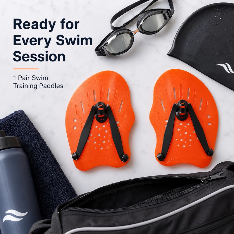 Swim Training Hand Paddles for Adults – Adjustable Silicone Strap