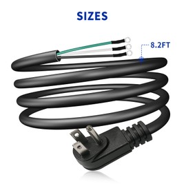 W11365014 Dishwasher Power Cord Replacement 8.2 Ft – Compatible with Whirlpool, Maytag & Most Dishwashers – Universal 3-Prong Power Cable 3x14AWG 15 Amps