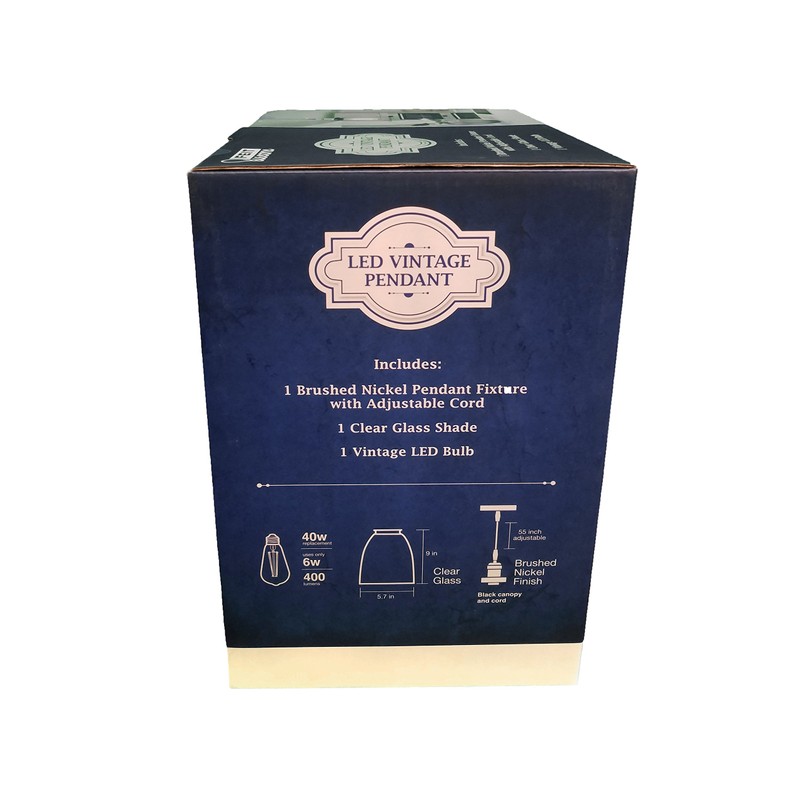 Feit Dimmable LED Vintage Pendant Brushed Nickel Clear Glass (40W