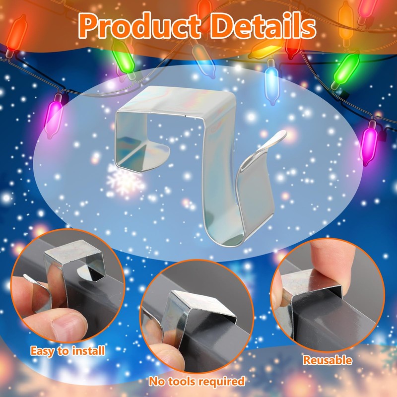 200 Pcs Metal Gutter Hooks for Christmas Outdoor Light Hangers