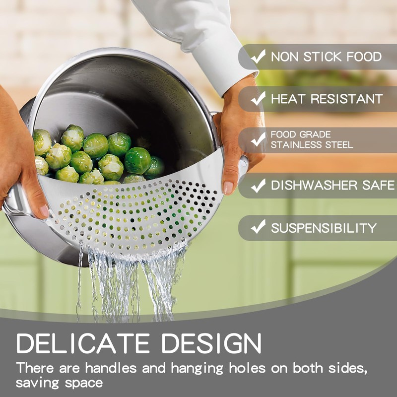 Stainless Steel Kitchen Sink Pasta Strainer Stainless Steel Rust-Proof Space-Saving