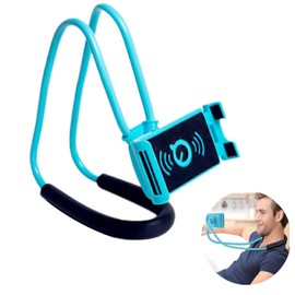 Lazy Cell Phone Mount Hanging on Neck, Xfaiz Flexible Long Arms Stand Clip Holder Stand 360 Rotating DIY Free Rotating Multiple Functions for Desk Bed, Bike and Motorcycle (Blue)